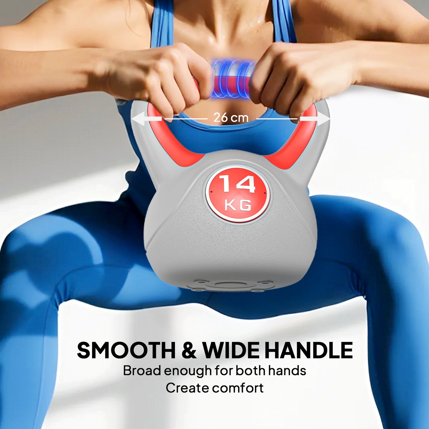 Kettlebell, 14kg Kettle Bells with Handle for Home Gym Weight Lifting and Strength Training, Red and Grey