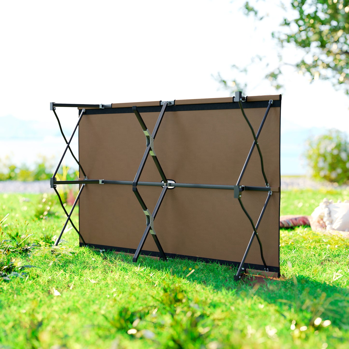 Double Camping Cot Bed, with Bag - Khaki