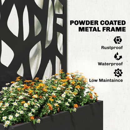 Metal Raised Garden Bed with Trellis, Outdoor Planter Box with Privacy Screen, Elevated Garden Box for Climbing Plants
