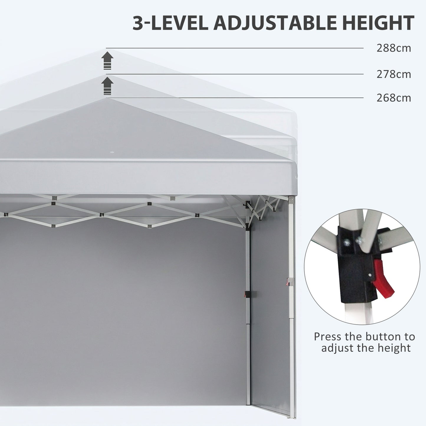 3 x 3 m Pop Up Gazebo, UPF 30+ Party Tent with 2 Sidewalls, Weight Bags and Wheeled Bag, Light Grey