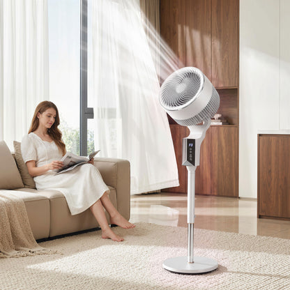 20 dB Silent Standing Fan for Bedroom, 46" Pedestal Fan with Remote, 85° Oscillating, 8 Speeds, White