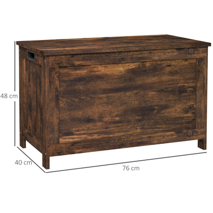 Storage Chest, Modern Storage Trunk with 2 Safety Hinges and Cut-out Handles, Wooden Toy Box for Living Room, Entryway