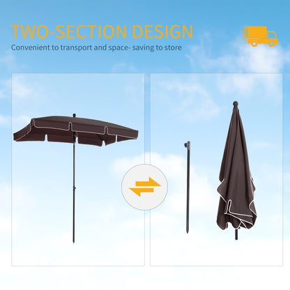 Garden Parasol Umbrella, Outdoor Market Table Umbrella with Ruffles & Aluminium Pole