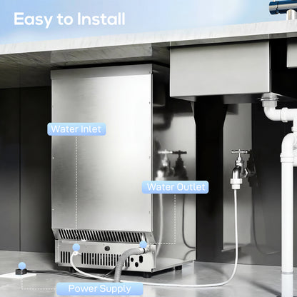 Commercial Ice Maker Machine, 45kg/24H Stainless Steel Under Counter or Freestanding Ice Machine, Silver