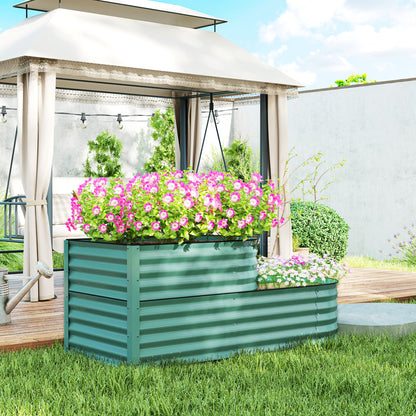 Two-Tier Galvanised Steel Garden Planter - Dark Green