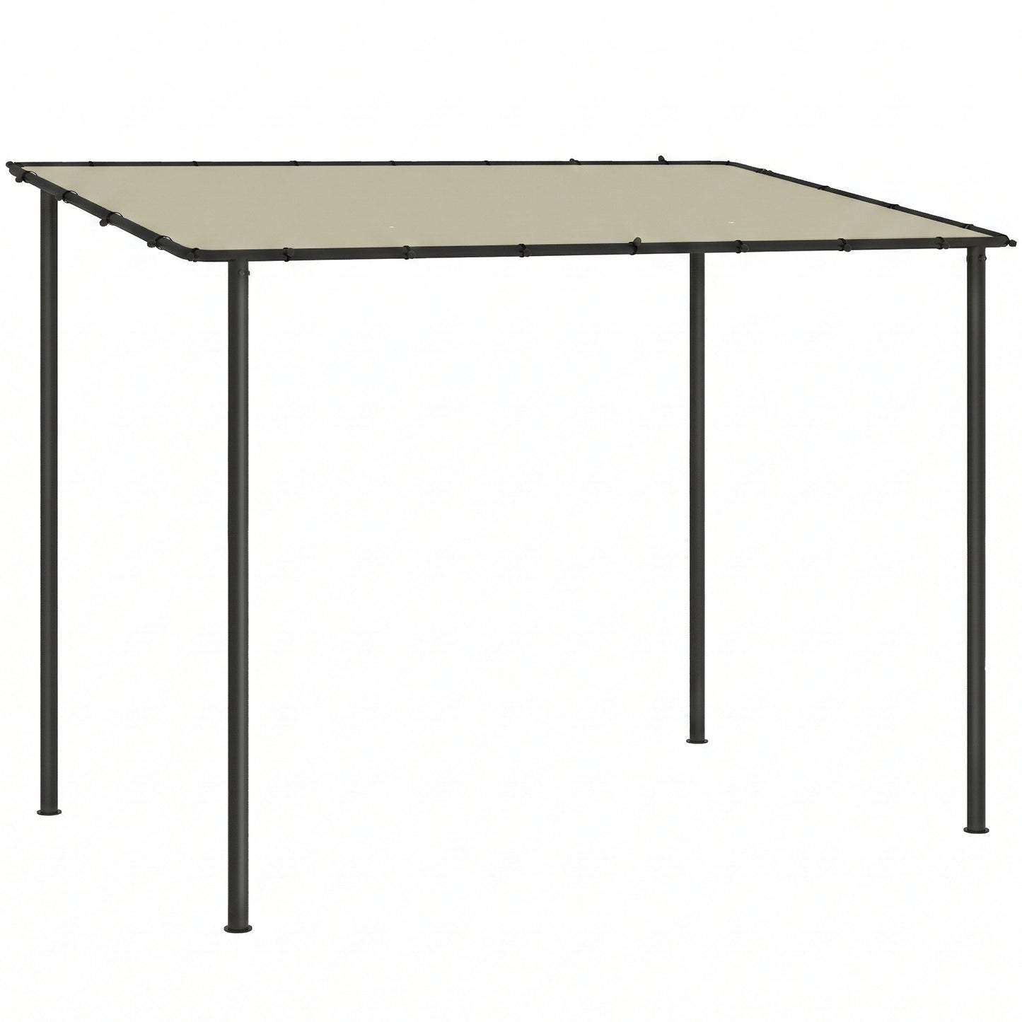 3 x 2 m Lean to Garden Pergola, Metal Frame Gazebo Pergola with UPF30+ Protection, Sloped Roof, Drainage Holes, Cream