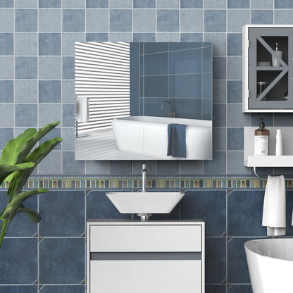 Bathroom Mirror Cabinet, 3-Tier Wall Mount Bathroom Storage Cabinet with Soft-Close Hinges and Adjustable Shelf