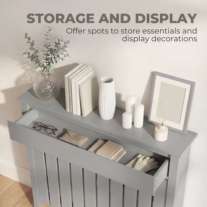93 x 88.5cm Rustic-Look Radiator Cover - Grey