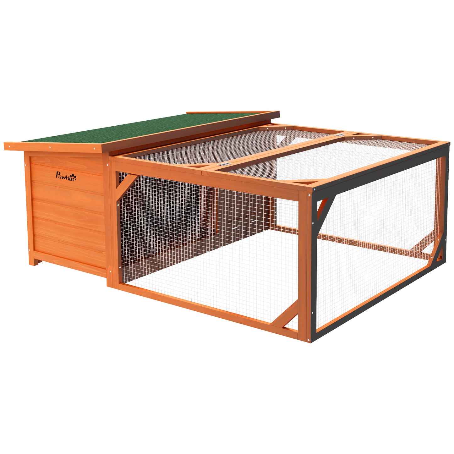Rabbit Hutch Outdoor Guinea Pig Hutch with Run Small Animal Off-ground Duck House Hideaway Garden with Openable Roof 125.5 x