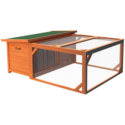 Rabbit Hutch Outdoor Guinea Pig Hutch with Run Small Animal Off-ground Duck House Hideaway Garden with Openable Roof 125.5 x