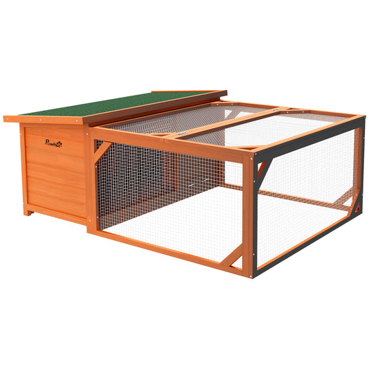 Rabbit Hutch Outdoor Guinea Pig Hutch with Run Small Animal Off-ground Duck House Hideaway Garden with Openable Roof 125.5 x