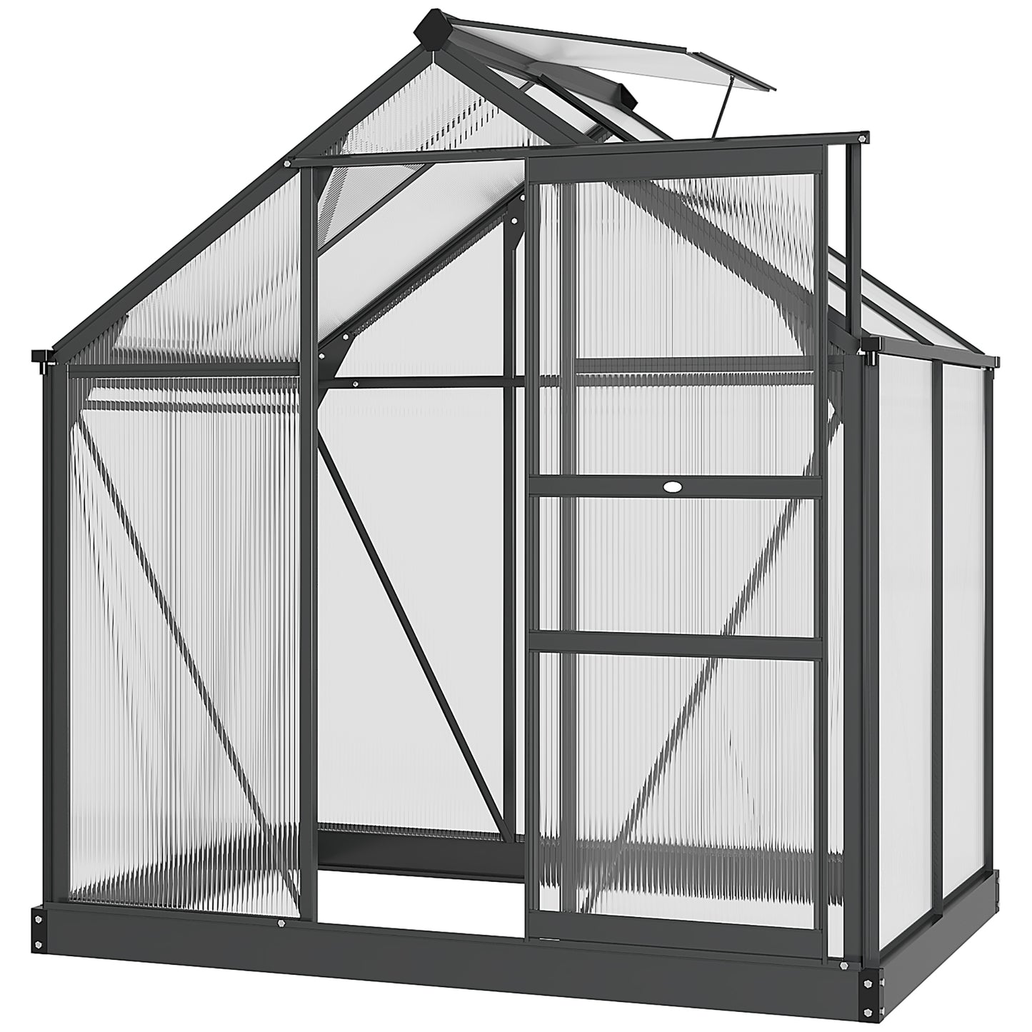 6 x 4ft Polycarbonate Greenhouse, Large Walk-In Green House with Slide Door and Window