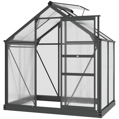 6 x 4ft Polycarbonate Greenhouse, Large Walk-In Green House with Slide Door and Window