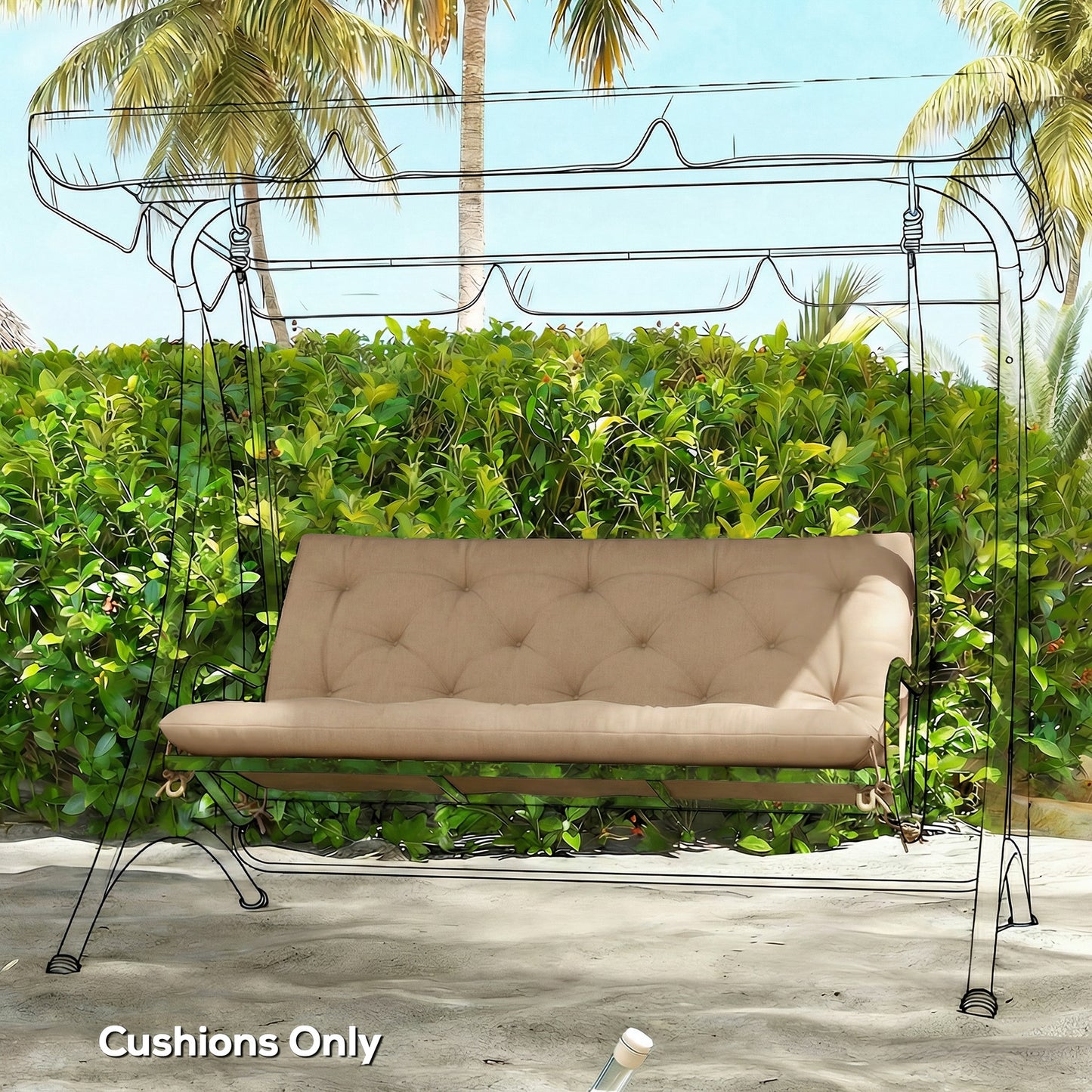 Garden Bench Cushion, 2 Seater Swing Chair Cushion, Seat Pad with Ties for Indoor and Outdoor Use, 110 x 120 cm