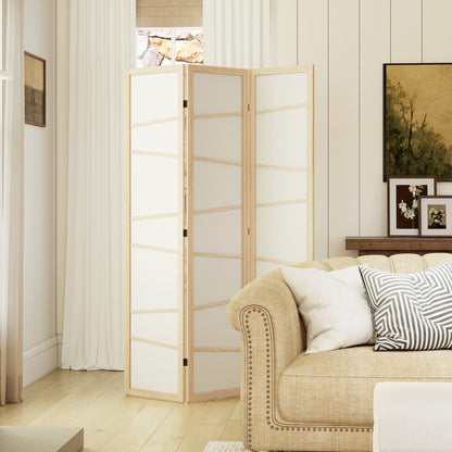 Wooden Folding Privacy Screen, 3 Panel Room Divider for Bedroom, Natural Wood Finish