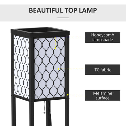 4-Tier Shelf Floor Lamp – Black & White