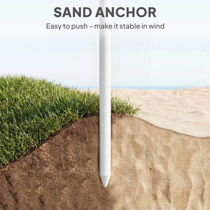 1.8 m Beach Umbrella Parasol with Sand Anchor, Portable Tilting Garden Parasol with Adjustable Height, Green