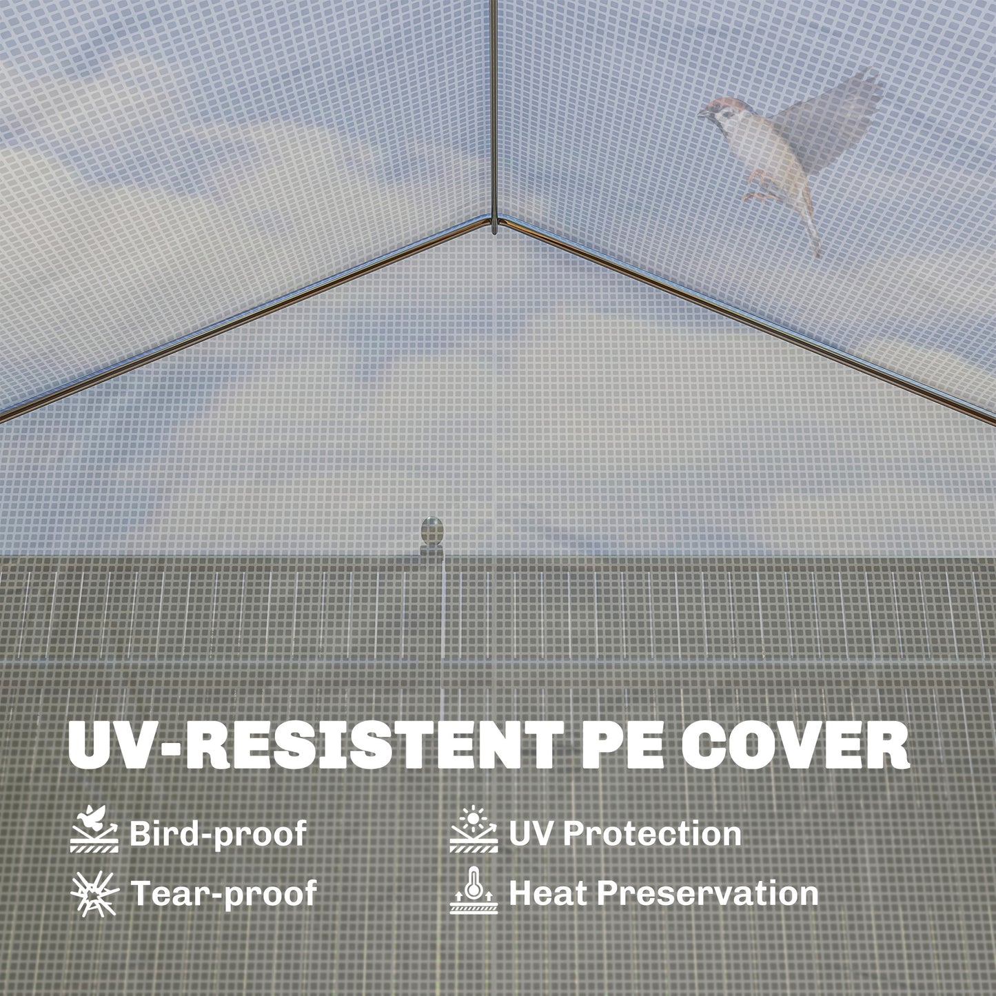 4 x 3(m) Walk-in Polytunnel Greenhouse, Zipped Roll Up Sidewalls, Mesh Door, 8 Mesh Windows, Tunnel Warm House Tent