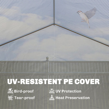 4 x 3(m) Walk-in Polytunnel Greenhouse, Zipped Roll Up Sidewalls, Mesh Door, 8 Mesh Windows, Tunnel Warm House Tent