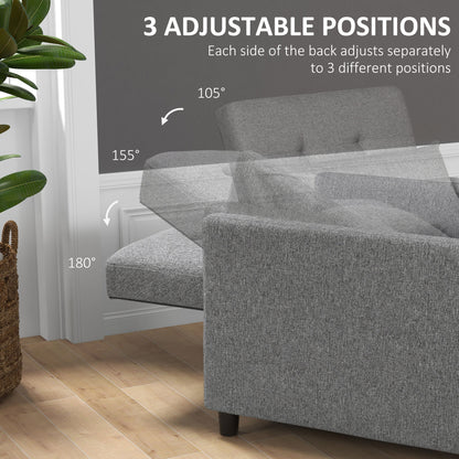 3-In-1 Single Chair Bed with Adjustable Backrest, Pillow and Footrest for Living Room, Grey