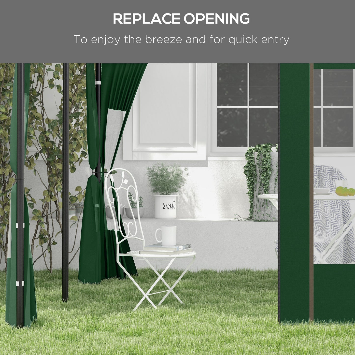 Set of Two 295cm Replacement Canopy Walls - Green