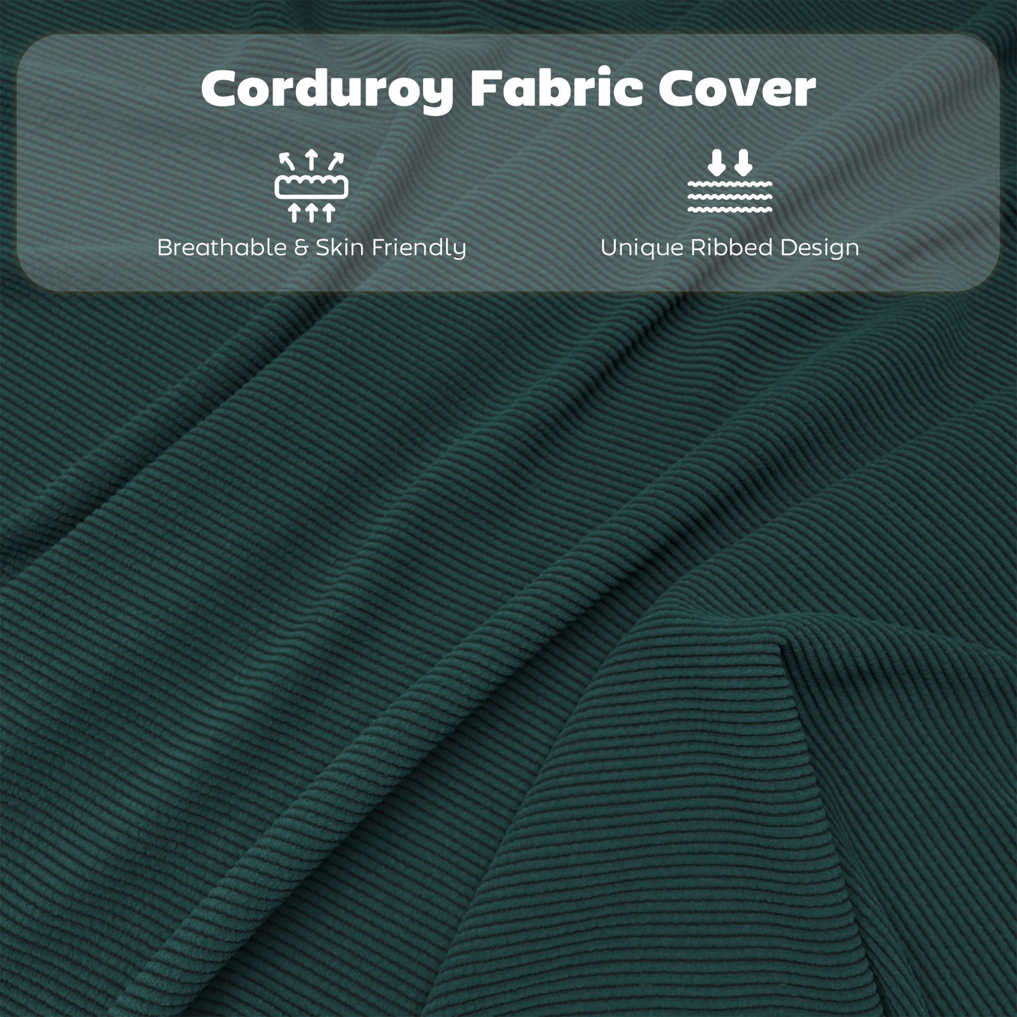 Set of Four Folding Corduroy Seat Chairs - Teal