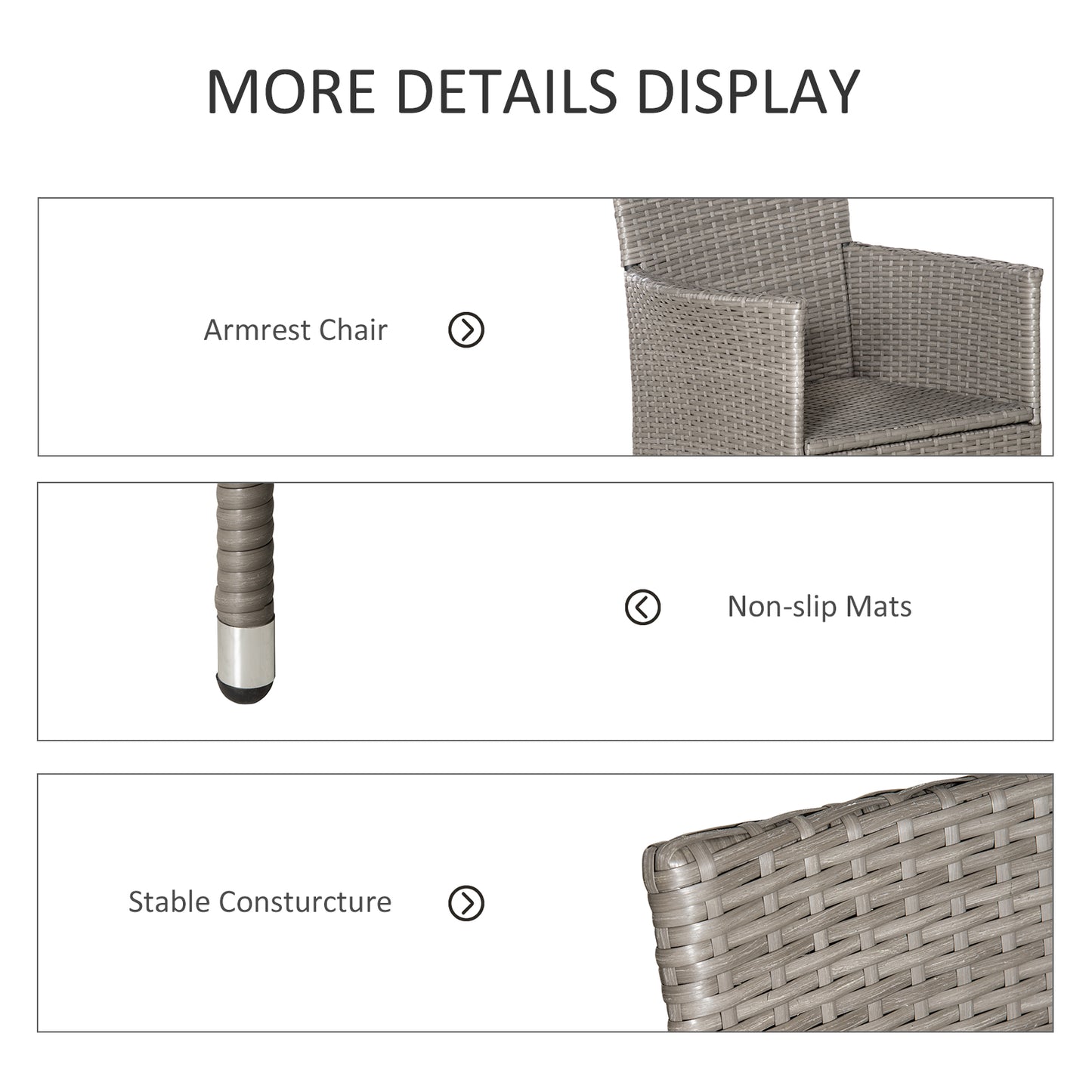 Set of Four Rattan Armchairs, with Cushions - Grey