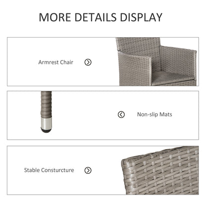 Set of Four Rattan Armchairs, with Cushions - Grey