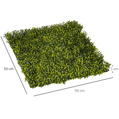 12PCS Artificial Boxwood Wall Panels 50cm x 50cm Grass Privacy Fence Screen Faux Hedge Greenery Backdrop Encrypted Milan Gras