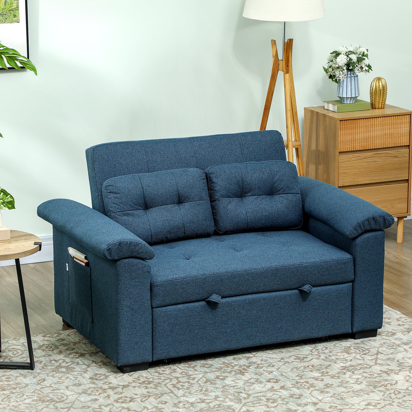 Pull Out Sofa Bed, Fabric 2 Seater Click Clack Sofa Bed Settee with 2 Pocket Springs