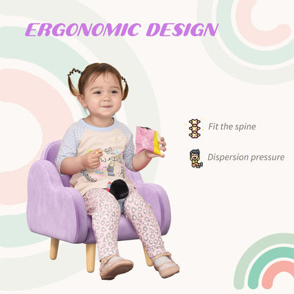 ZONEKIZ Kids Armchair Toddler Sofa Children Chair with Arm Rest, Wooden Frame, Velvet, PP Legs, Cloud Shape