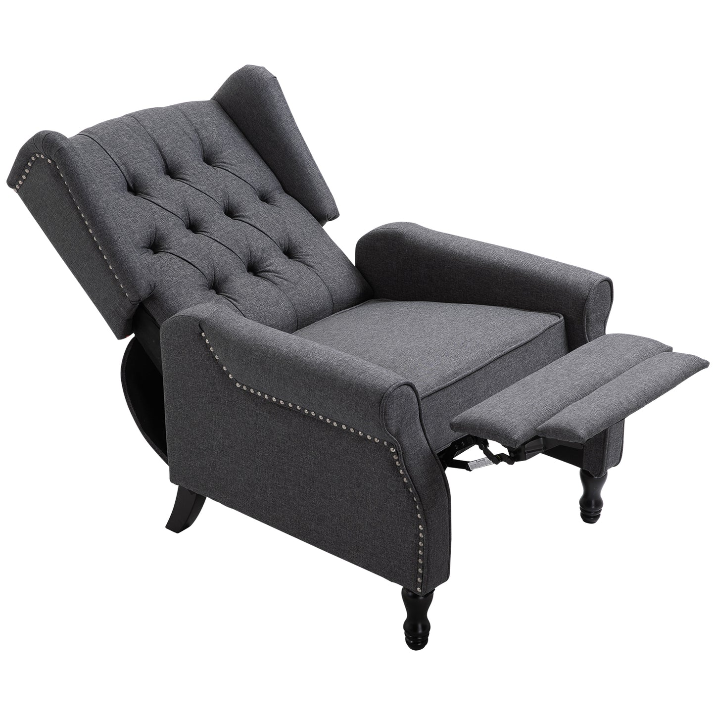 Recliner Armchair, Vintage Reclining Chair with Nail Head Trim, Wingback Chair with Button Tufted Back and Footrest