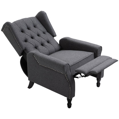 Recliner Armchair, Vintage Reclining Chair with Nail Head Trim, Wingback Chair with Button Tufted Back and Footrest