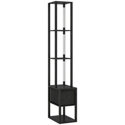 Floor Lamp with Shelves, LED Column Modern Standing Lamp with Fabric Drawer, Adjustable Brightness