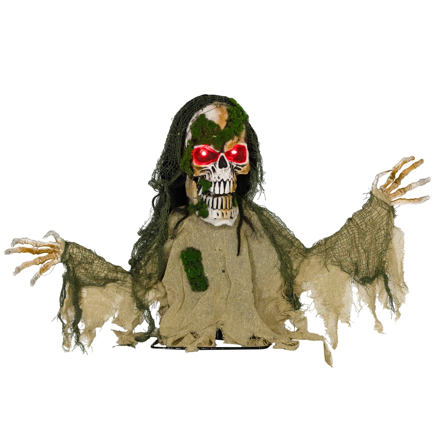 Halloween Animated Skeleton with Glowing LED Eyes, Half-Body Scary Halloween Decorations, Battery Operated