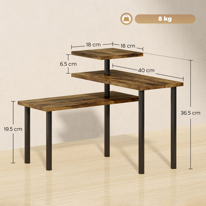 3-Tier Kitchen Countertop Organiser, Adjustable Spice Rack, Corner Shelf for Kitchen, Coffee Bar, Bathroom, Rustic Brown