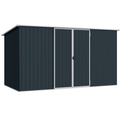 11 x 5.6ft Galvanised Steel Garden Shed, Metal Shed, Garden Storage Shed with Lockable Doors and Gloves for Outdoor Patio