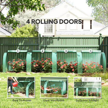 395 x 100 cm Low Tunnel Greenhouse - Green