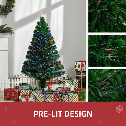 4FT Pre-Lit Fibre Optic Artificial Christmas Tree Holiday Xmas Décor with Tree Topper Multi-Colour