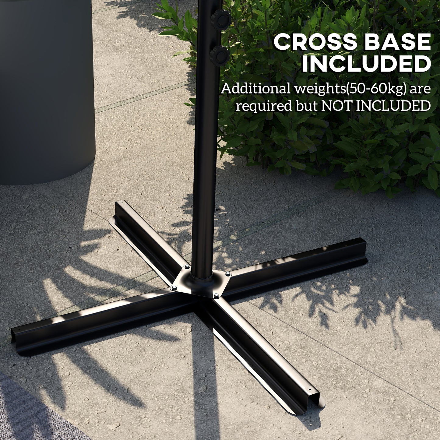 3(m) Cantilever Overhanging Parasol, with Cross Base - Light Grey
