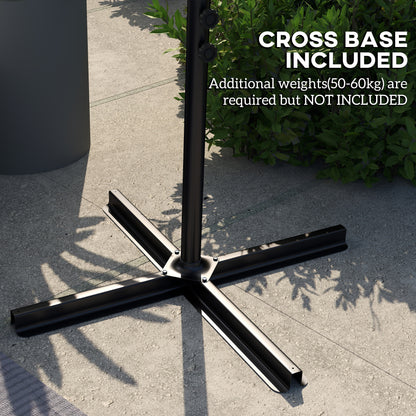 3(m) Cantilever Overhanging Parasol, with Cross Base - Light Grey