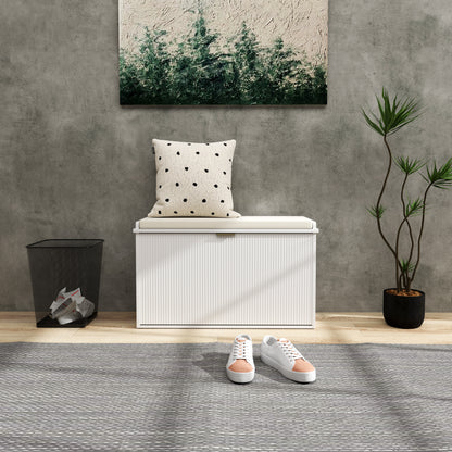 Elegant Eight Shoe Bench, with Top Seat - White