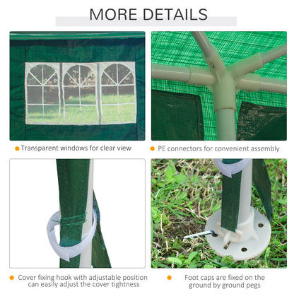 9 x 3 m Party Tent Gazebo Marquee Outdoor Patio Canopy Shelter with Windows and Side Panels Dark Green