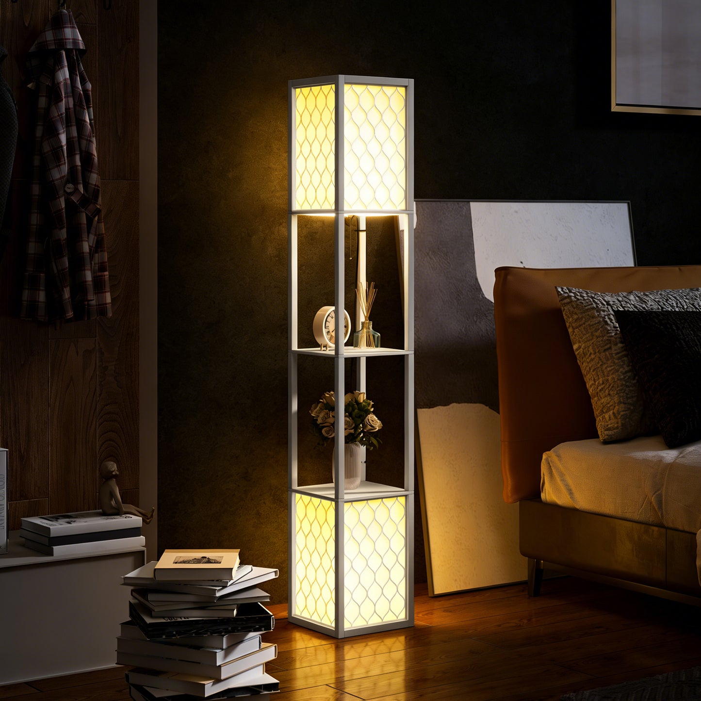 Duo Light Floor Shelves - White