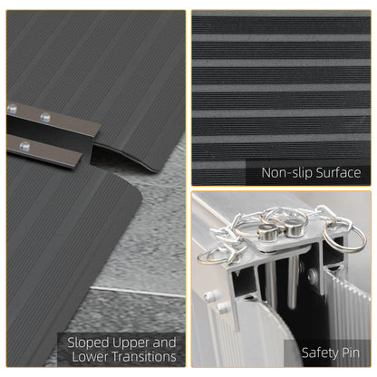 Wheelchair Ramp, 122L x 73Wcm, 272KG Capacity, Folding Aluminium Threshold Ramp with Non-Skid Surface