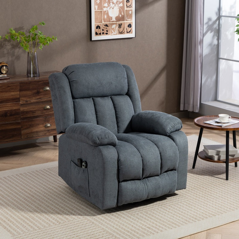 Power Lift Recliner Chair with Vibration Massage, Lift Chair for Elderly with Footrest, Remote, Side Pocket, Grey