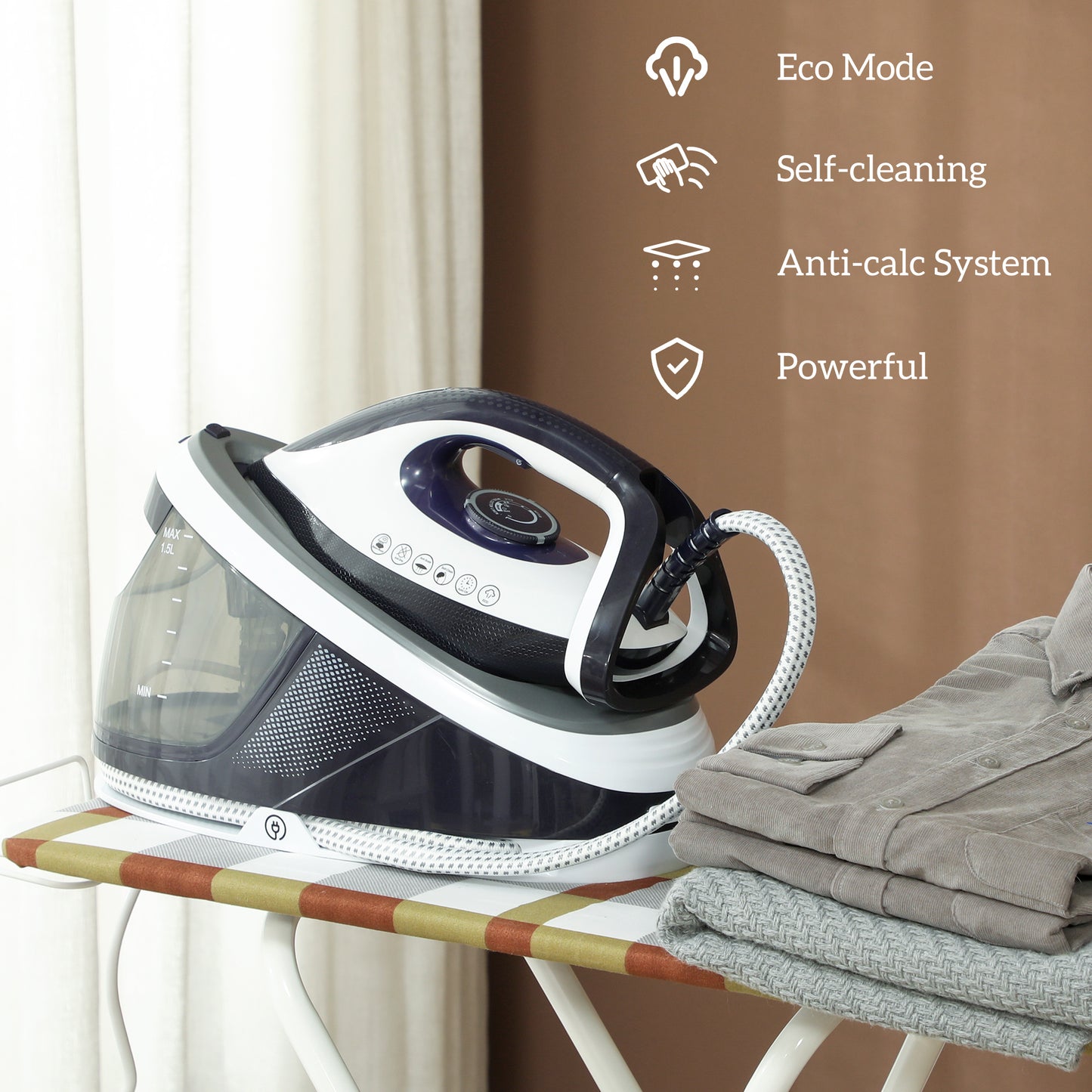 Steam Generator Iron, Energy-Saving, Self-Cleaning, Powerful Vertical Steam, Automatic Shut-Off, Ceramic Non-stick Soleplate