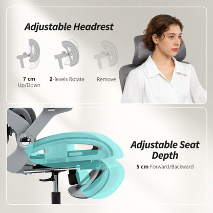 Ergonomic Office Chair, High Back Mesh Desk Chair, Grey