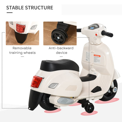 Vespa Licensed 6V Kids Electric Motorbike Ride On Motorcycle Battery Powered for 18-36 Months with Horn Light White