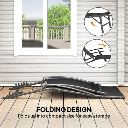 Set of Two Adjustable Back Sun Loungers - Black